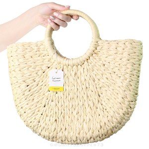 L'OCCITANE Cream Woven Straw Tote/Beach Bag